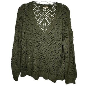 In Loom Green Crocheted‎ Sweater